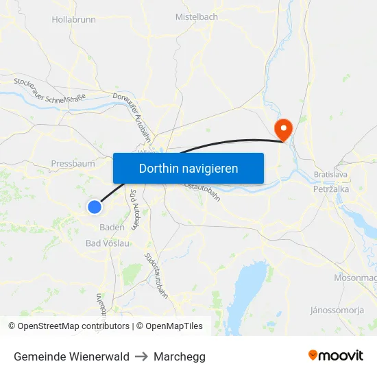 Gemeinde Wienerwald to Marchegg map
