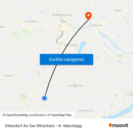 Ottendorf An Der Rittschein to Marchegg map