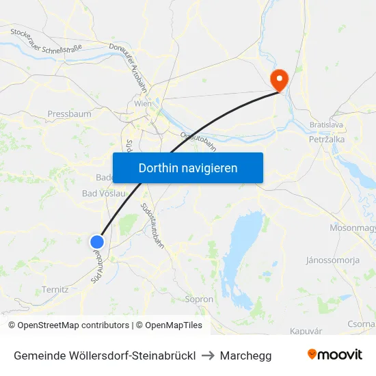 Gemeinde Wöllersdorf-Steinabrückl to Marchegg map
