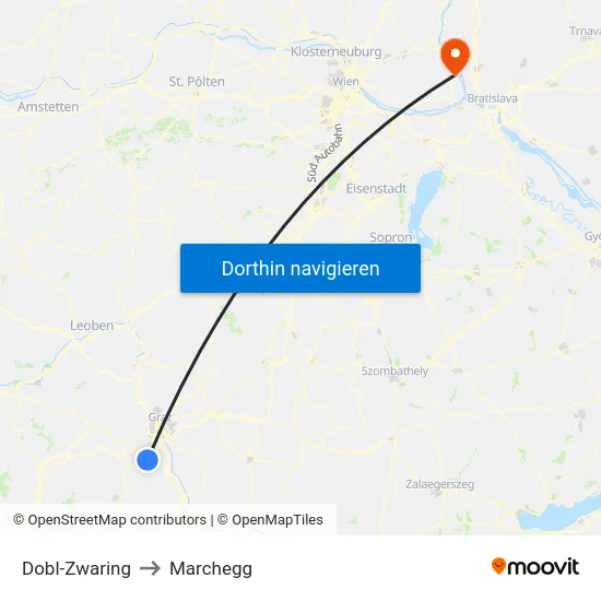 Dobl-Zwaring to Marchegg map
