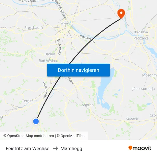 Feistritz am Wechsel to Marchegg map