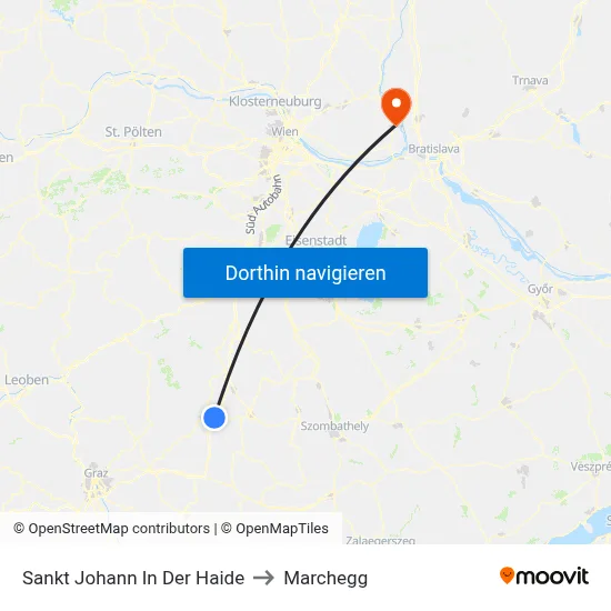 Sankt Johann In Der Haide to Marchegg map