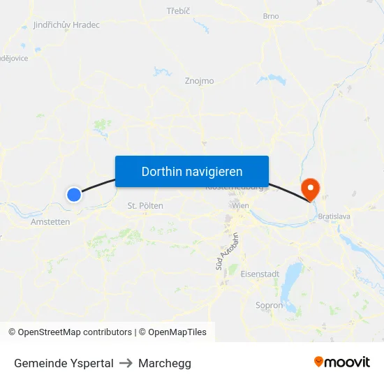 Gemeinde Yspertal to Marchegg map