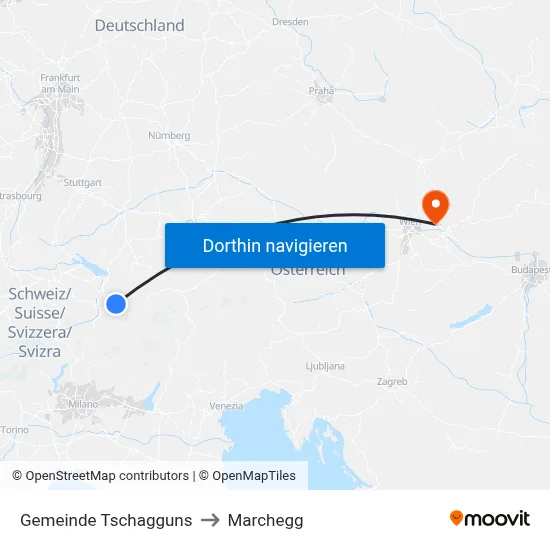 Gemeinde Tschagguns to Marchegg map