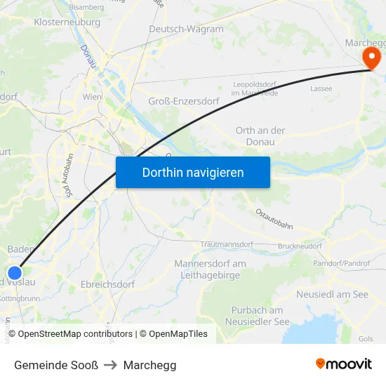 Gemeinde Sooß to Marchegg map