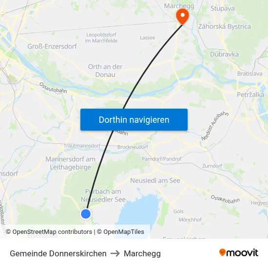 Gemeinde Donnerskirchen to Marchegg map