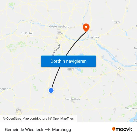 Gemeinde Wiesfleck to Marchegg map