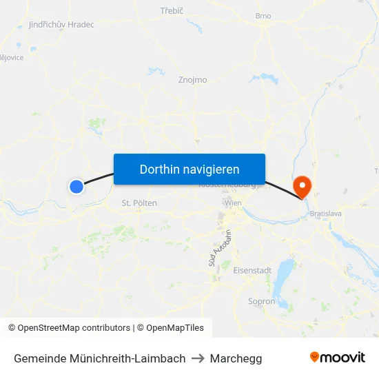 Gemeinde Münichreith-Laimbach to Marchegg map
