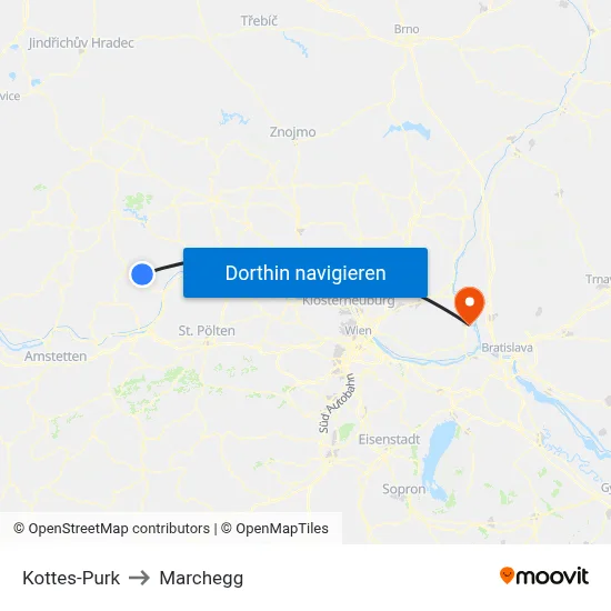 Kottes-Purk to Marchegg map