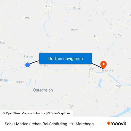 Sankt Marienkirchen Bei Schärding to Marchegg map