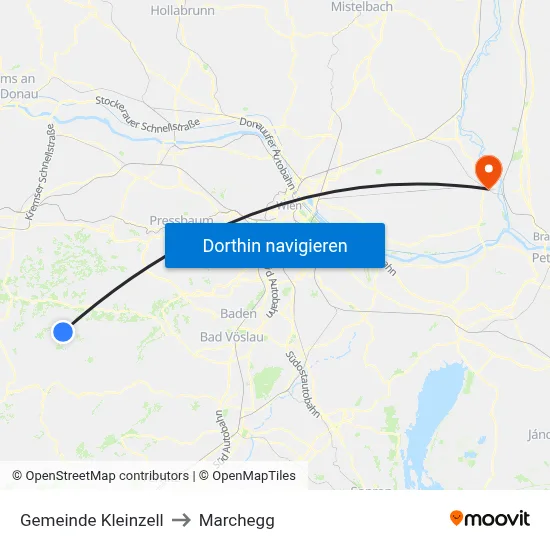 Gemeinde Kleinzell to Marchegg map