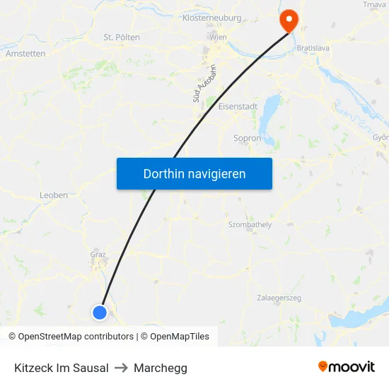 Kitzeck Im Sausal to Marchegg map