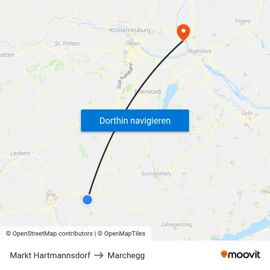 Markt Hartmannsdorf to Marchegg map