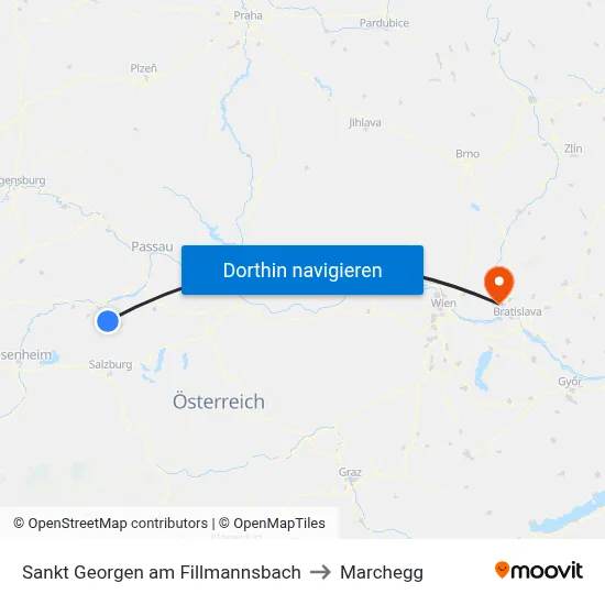 Sankt Georgen am Fillmannsbach to Marchegg map