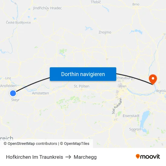 Hofkirchen Im Traunkreis to Marchegg map