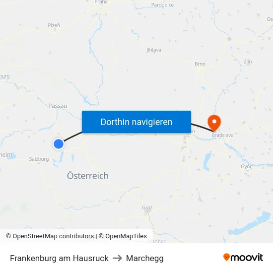Frankenburg am Hausruck to Marchegg map