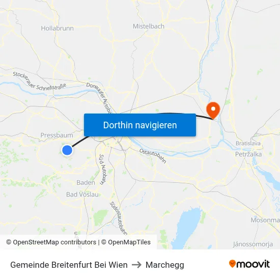 Gemeinde Breitenfurt Bei Wien to Marchegg map
