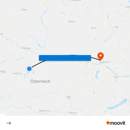 Lenzing to Marchegg map