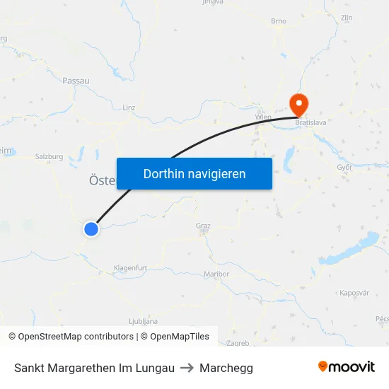 Sankt Margarethen Im Lungau to Marchegg map