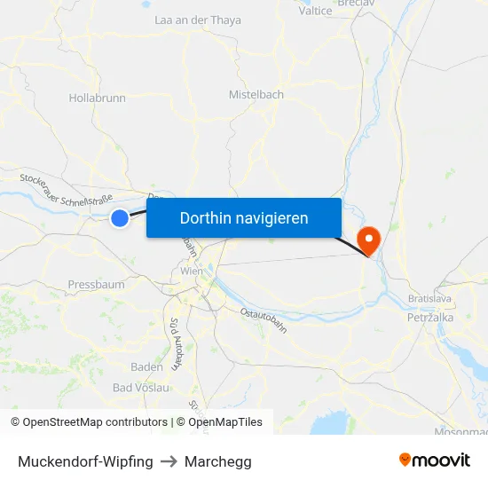 Muckendorf-Wipfing to Marchegg map