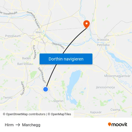 Hirm to Marchegg map