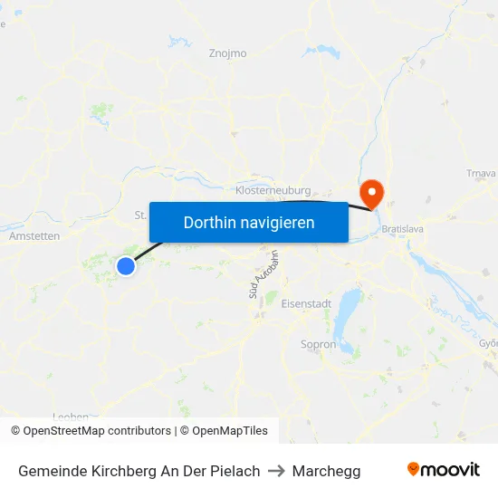 Gemeinde Kirchberg An Der Pielach to Marchegg map