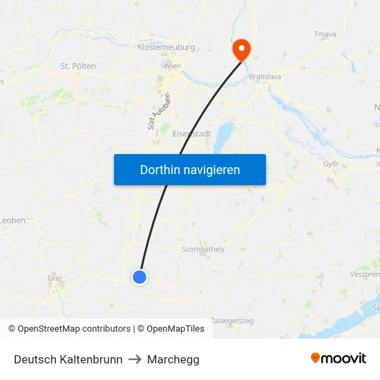 Deutsch Kaltenbrunn to Marchegg map
