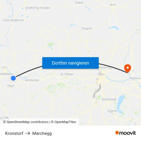 Kronstorf to Marchegg map