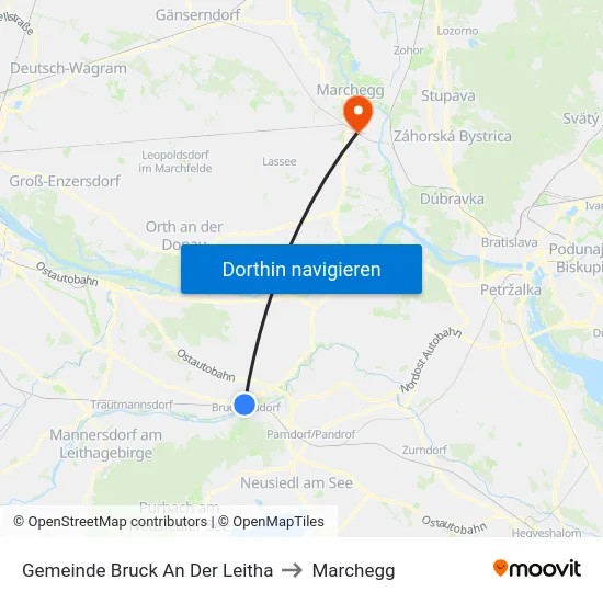 Gemeinde Bruck An Der Leitha to Marchegg map