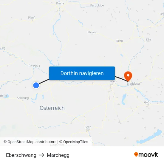 Eberschwang to Marchegg map
