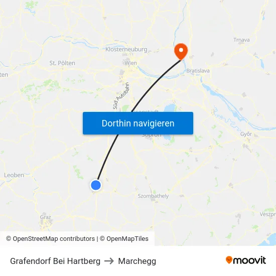 Grafendorf Bei Hartberg to Marchegg map