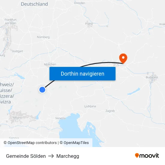Gemeinde Sölden to Marchegg map