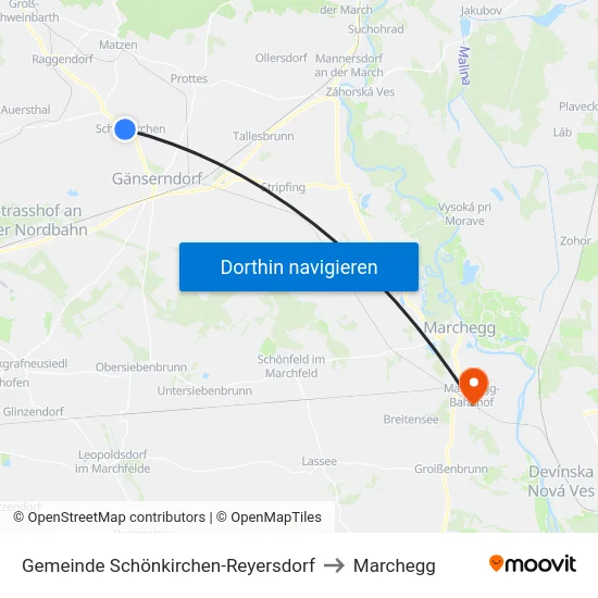 Gemeinde Schönkirchen-Reyersdorf to Marchegg map