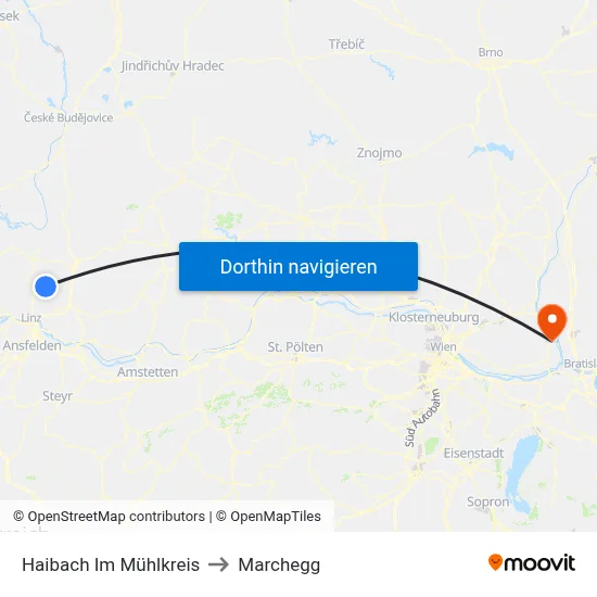 Haibach Im Mühlkreis to Marchegg map