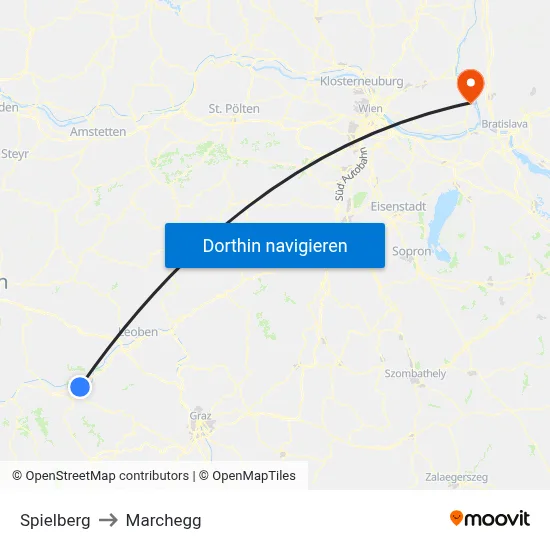 Spielberg to Marchegg map