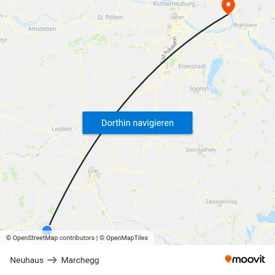 Neuhaus to Marchegg map