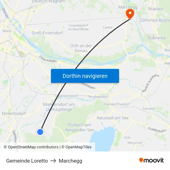Gemeinde Loretto to Marchegg map