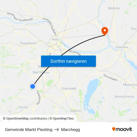 Gemeinde Markt Piesting to Marchegg map