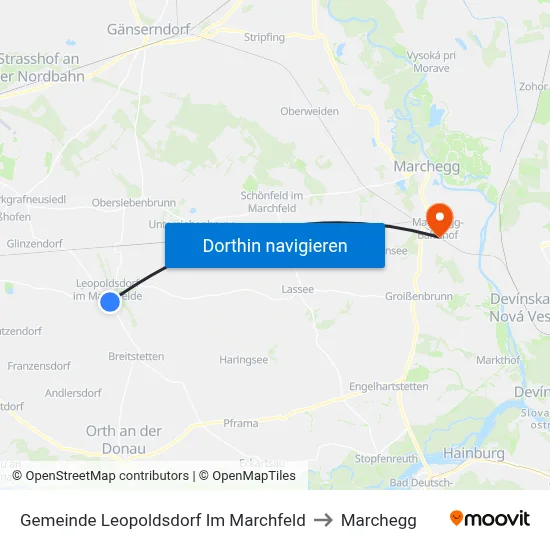 Gemeinde Leopoldsdorf Im Marchfeld to Marchegg map