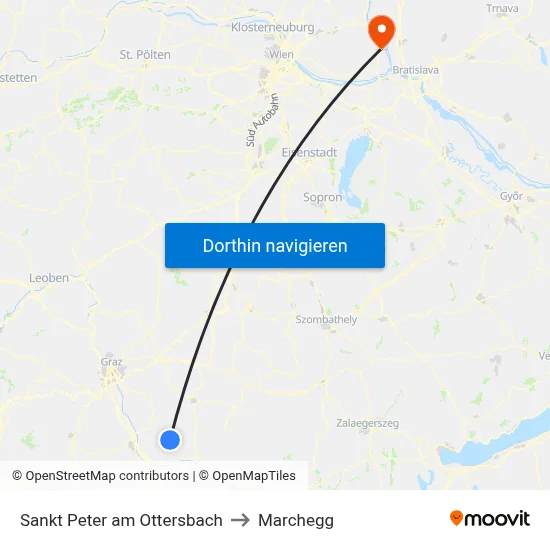 Sankt Peter am Ottersbach to Marchegg map