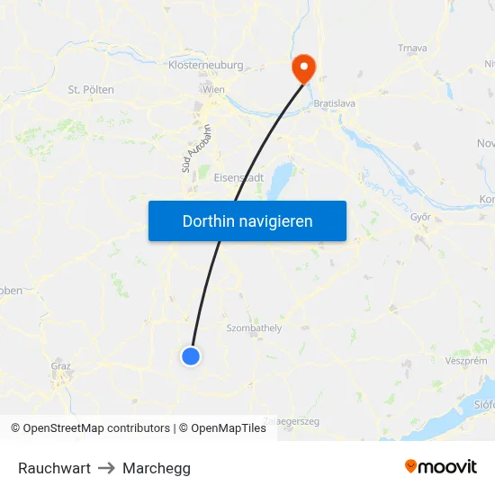 Rauchwart to Marchegg map
