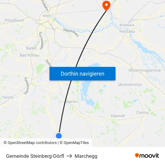 Gemeinde Steinberg-Dörfl to Marchegg map