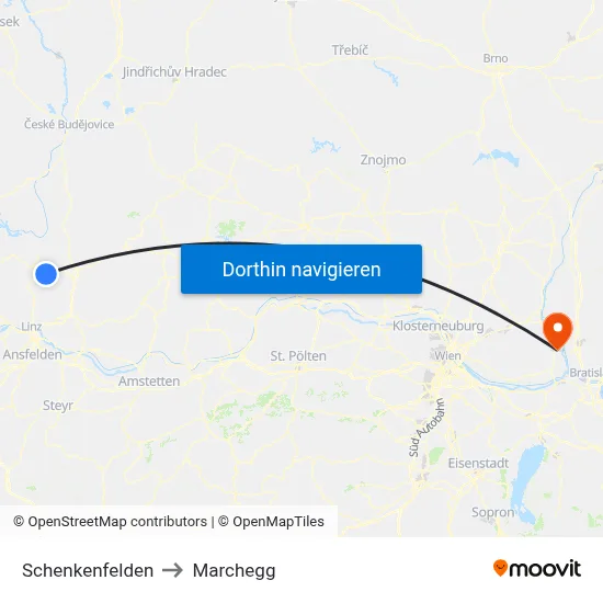 Schenkenfelden to Marchegg map