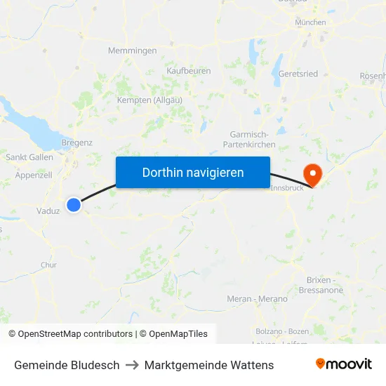 Gemeinde Bludesch to Marktgemeinde Wattens map