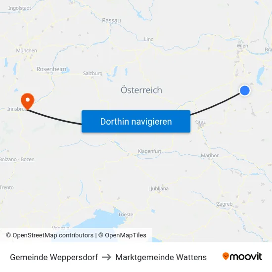 Gemeinde Weppersdorf to Marktgemeinde Wattens map