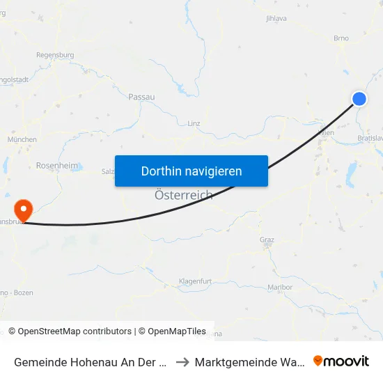 Gemeinde Hohenau An Der March to Marktgemeinde Wattens map