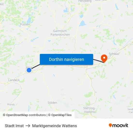Stadt Imst to Marktgemeinde Wattens map