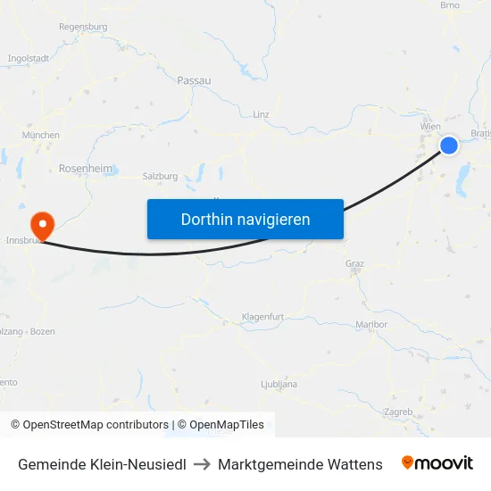 Gemeinde Klein-Neusiedl to Marktgemeinde Wattens map