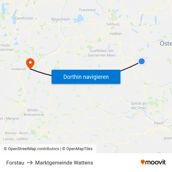 Forstau to Marktgemeinde Wattens map