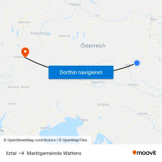 Ilztal to Marktgemeinde Wattens map